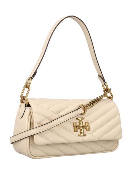 TORY BURCH Chevron Mini Flap Shoulder Bag in New Cream with Chain Detail, Magnetic Closure - Leather
