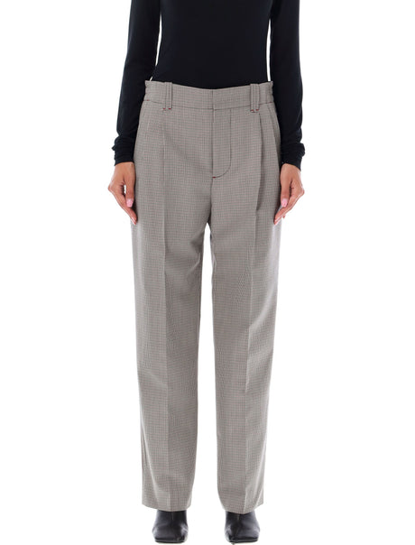 MARNI Flared Check Pants with Elastic Waistband and Pocket Details