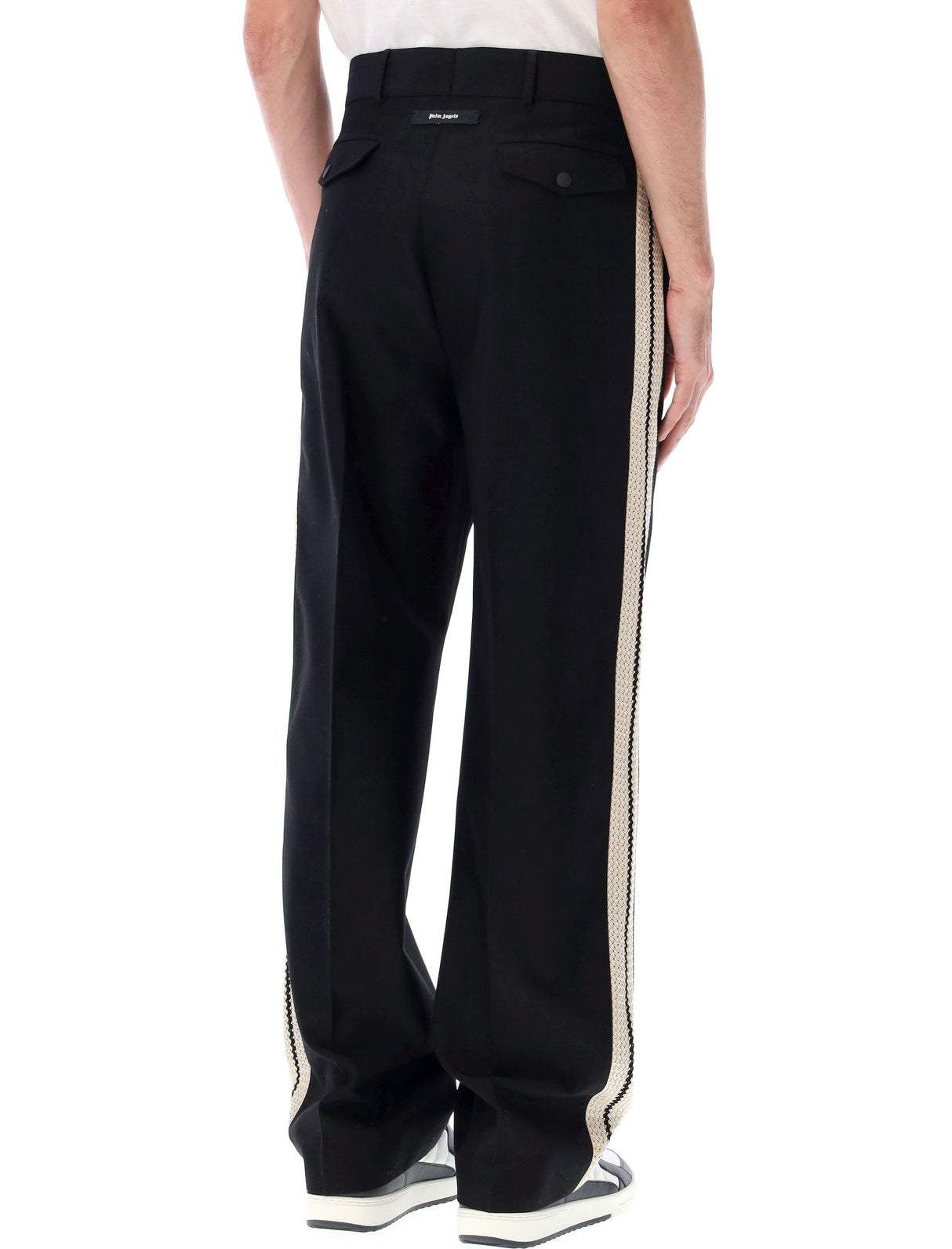 Black and White Striped Suit Track Pant for Men by Palm Angels