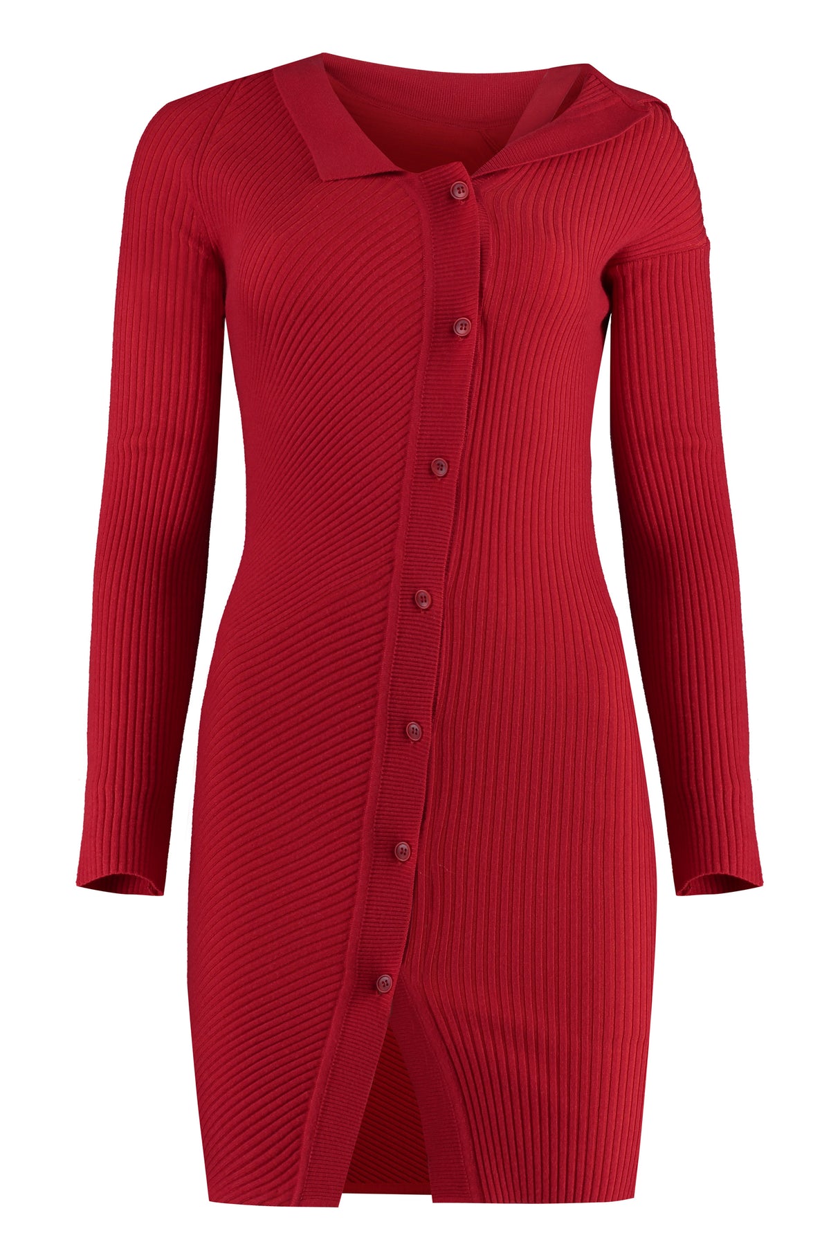 JACQUEMUS Adjustable Knit Dress with Buckled Neck Strap and Buttoned Front - FW23