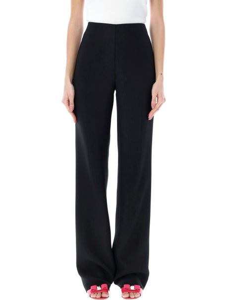 FERRAGAMO High Waisted Trousers for Women - Tailored Black Pants in Viscose Blend Crepe