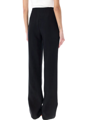 FERRAGAMO High Waisted Trousers for Women - Tailored Black Pants in Viscose Blend Crepe