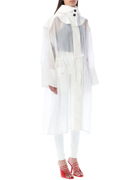 Áo khoác khóa kéo nữ màu trắng phối vải nhẹ UNLINED - FERRAGAMO