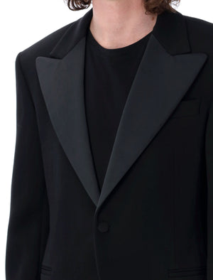 FERRAGAMO Classic Black Wool Tuxedo Blazer for Men - SS23 Collection