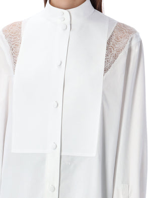 BURBERRY Optic White Lace Trim Shirt for Women - SS23 Collection