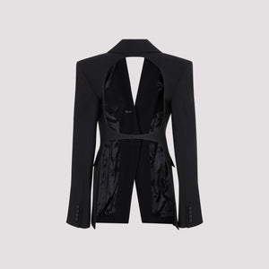 MUGLER Black Viscose and Virgin Wool Jacket for Women