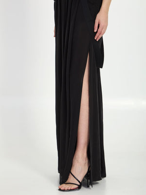 MAX MARA Elegant Black Silk Chiffon Midi Skirt