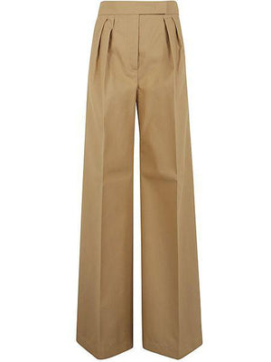 MAX MARA High-Waisted Wide-Leg Cotton Pants in Light Brown for Women