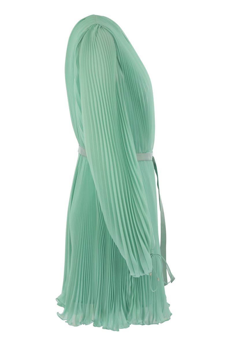 MAX MARA Pleated Chiffon Mini Dress with Belt