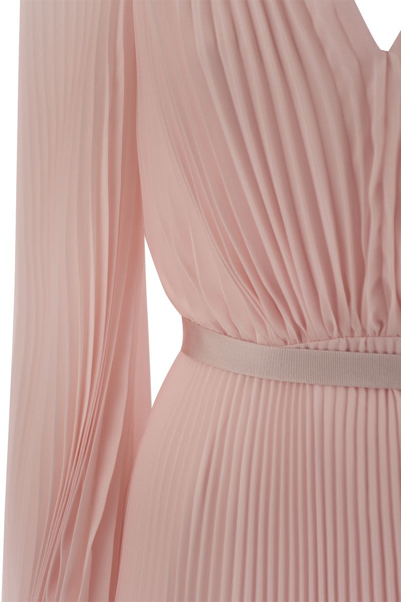 MAX MARA Pleated Chiffon Mini Dress with Belt