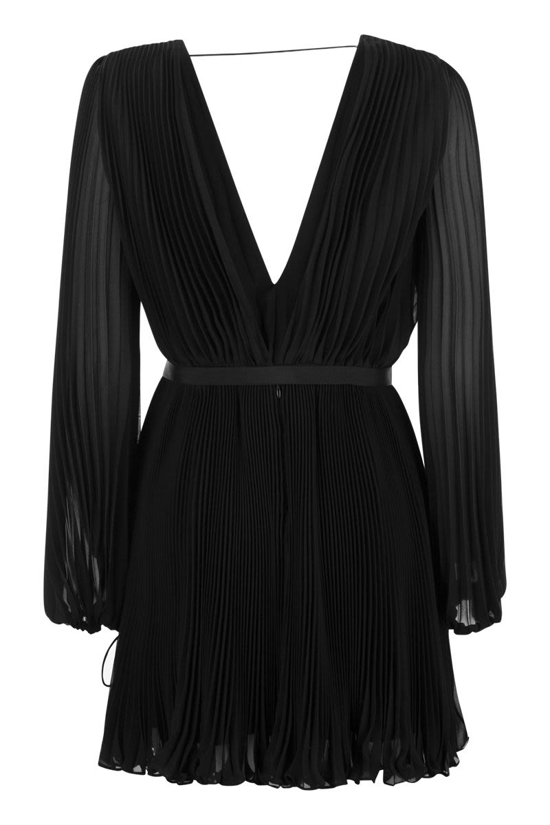 MAX MARA Pleated Chiffon Mini Dress with Belt