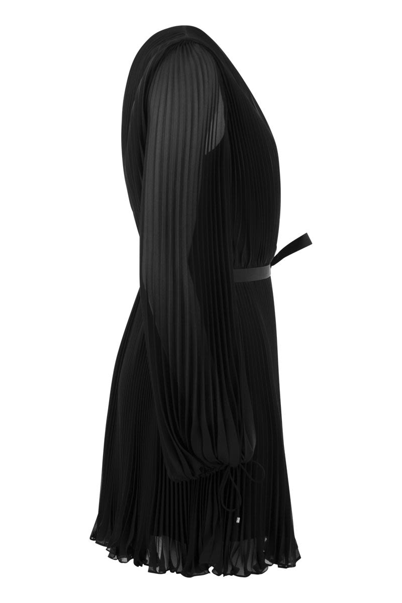 MAX MARA Pleated Chiffon Mini Dress with Belt