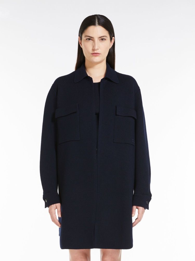 MAX MARA Navy Blue Knit Cardigan for Women - SS24 Collection