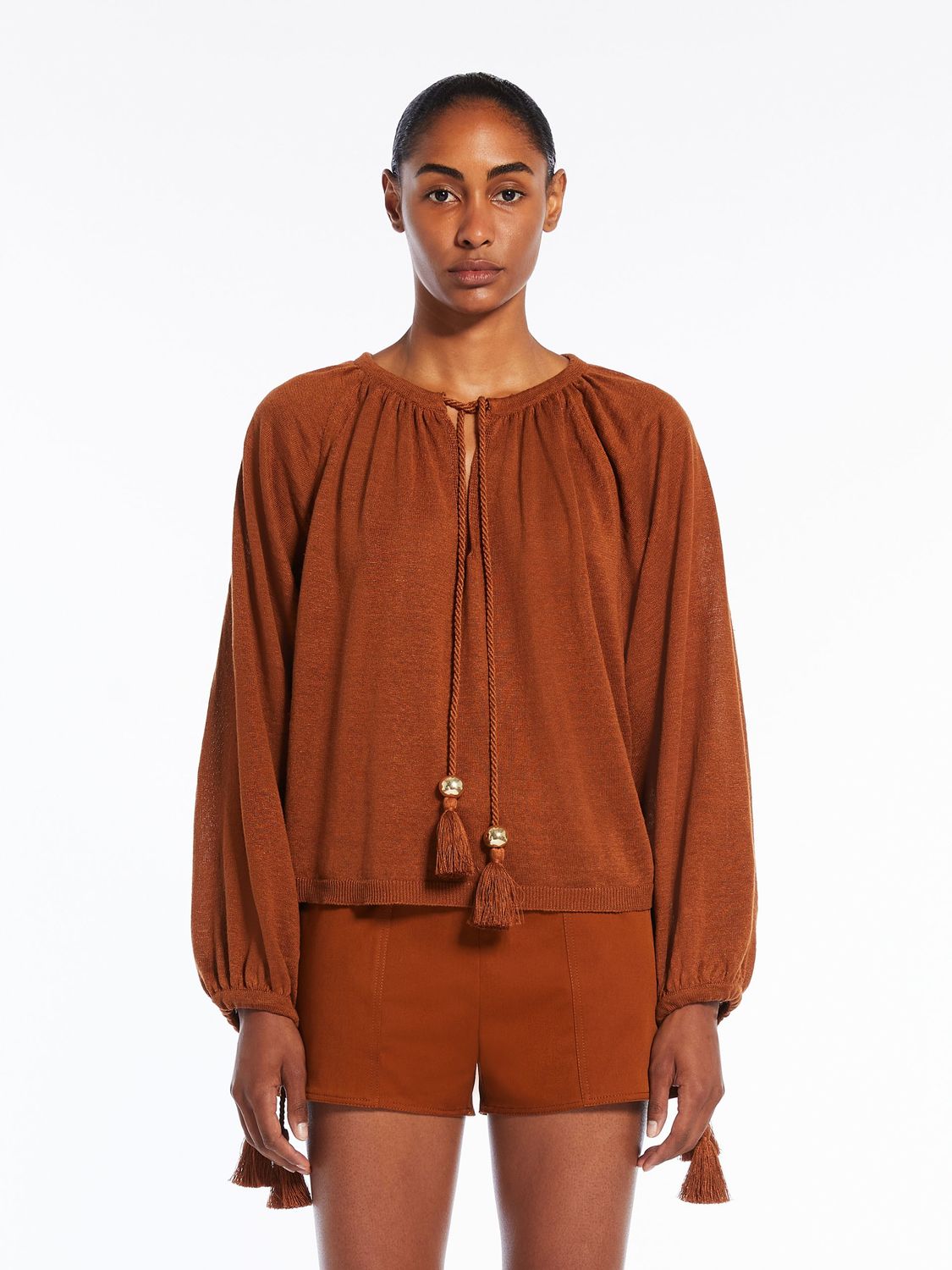 MAX MARA Brown linen women's shirt, perfect for SS24