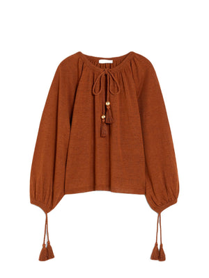 MAX MARA Brown linen women's shirt, perfect for SS24