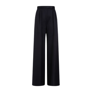 MAX MARA Black Wide Leg Scuba Effect Pants for Women SS24