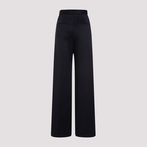 MAX MARA Black Wide Leg Scuba Effect Pants for Women SS24