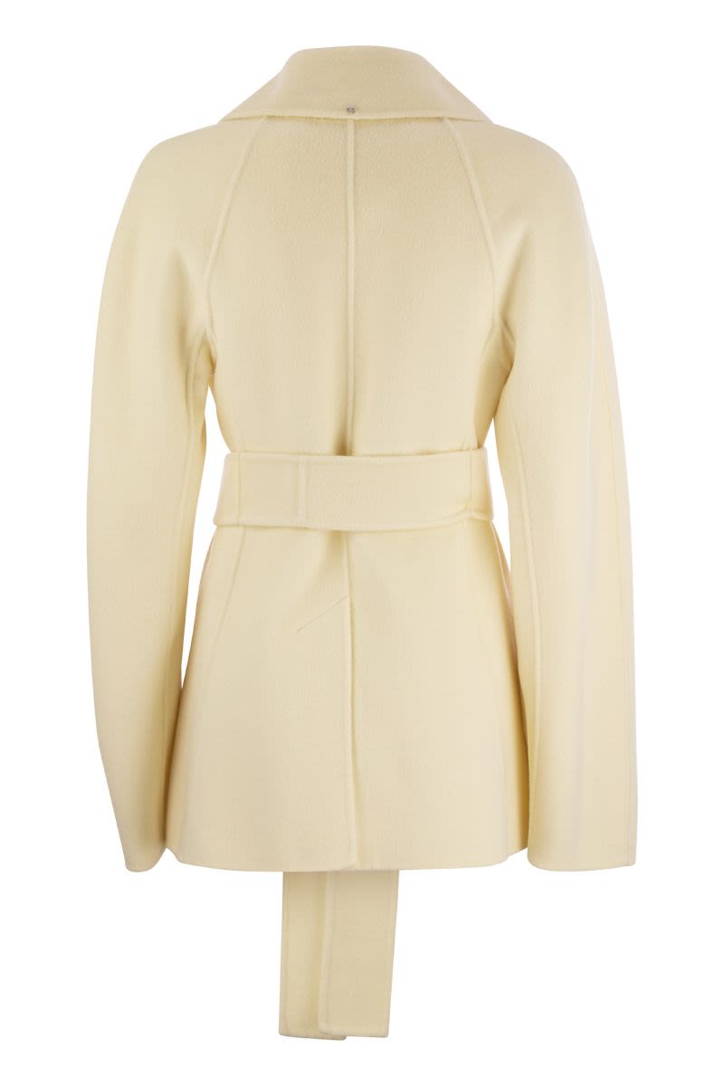 MAX MARA SPORTMAX Short Cashmere Blend Dressing Gown Jacket for Women - Double Wool & Cashmere, Double-Breasted, Vanilla (SS24)