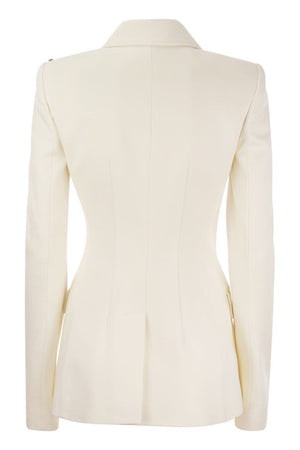 MAX MARA SPORTMAX Women's Double-Breasted Fitted Jacket in White - SS24 Collection