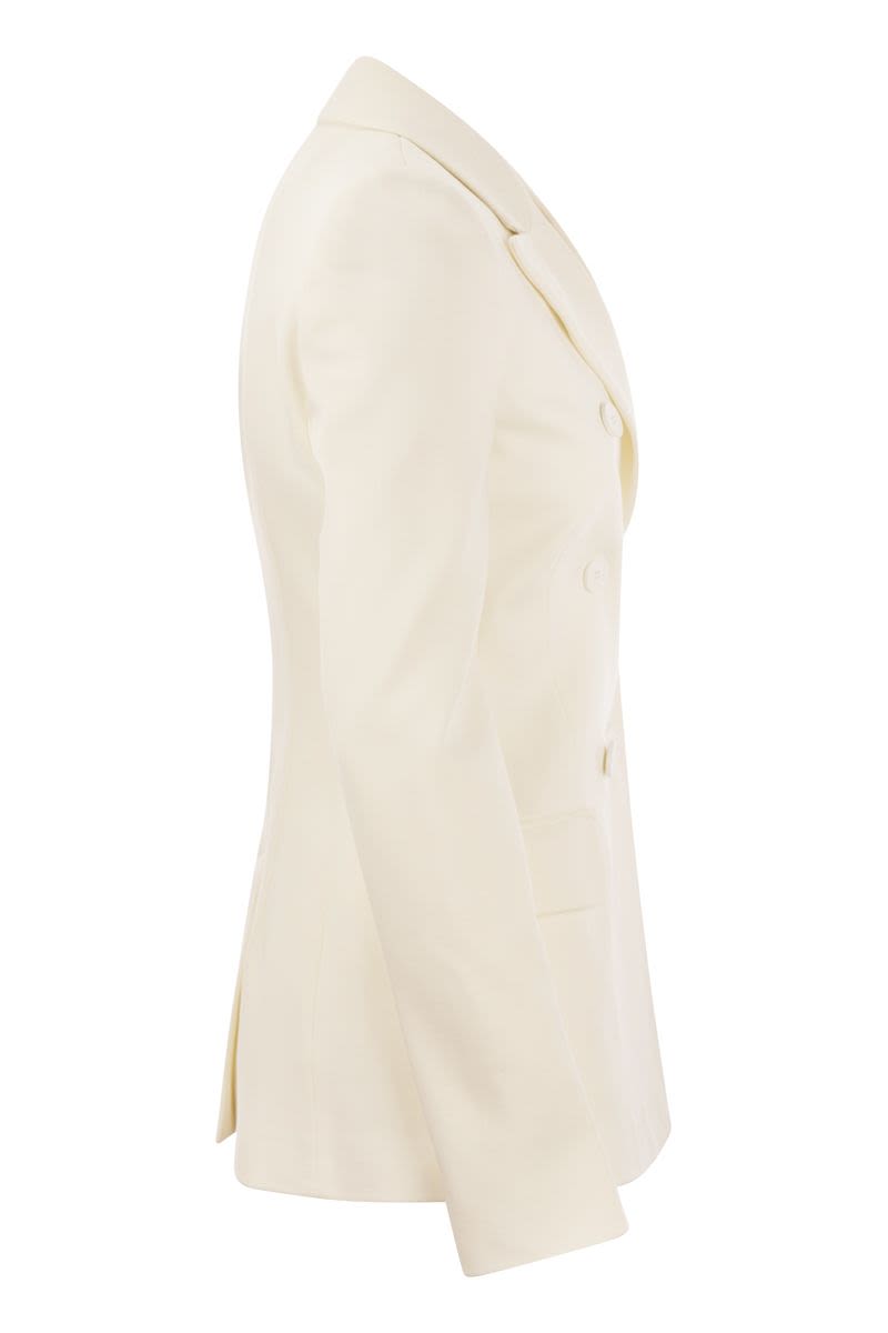 Áo khoác ôm sát cổ đôi nữ màu trắng - bộ sưu tập SS24