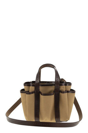 MAX MARA Gardenia Mini Canvas and Leather Tote Handbag