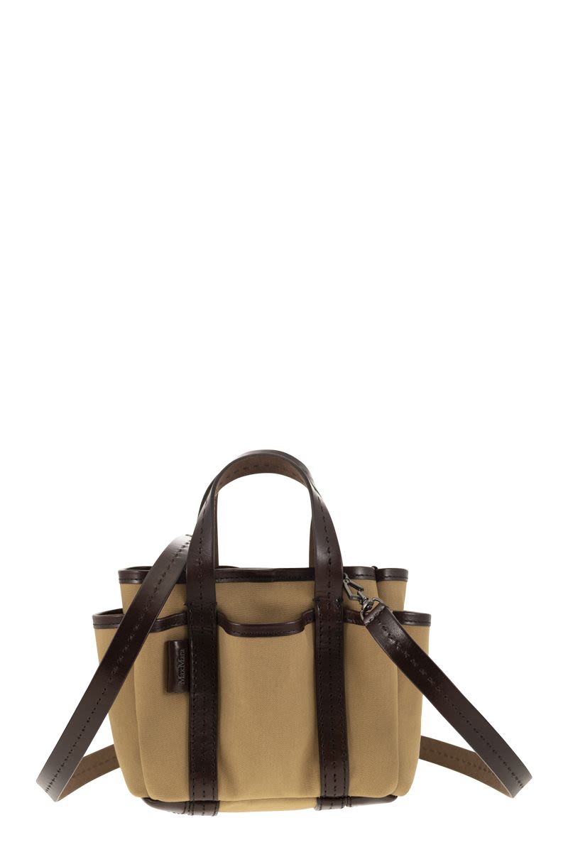 MAX MARA Gardenia Mini Canvas and Leather Tote Handbag