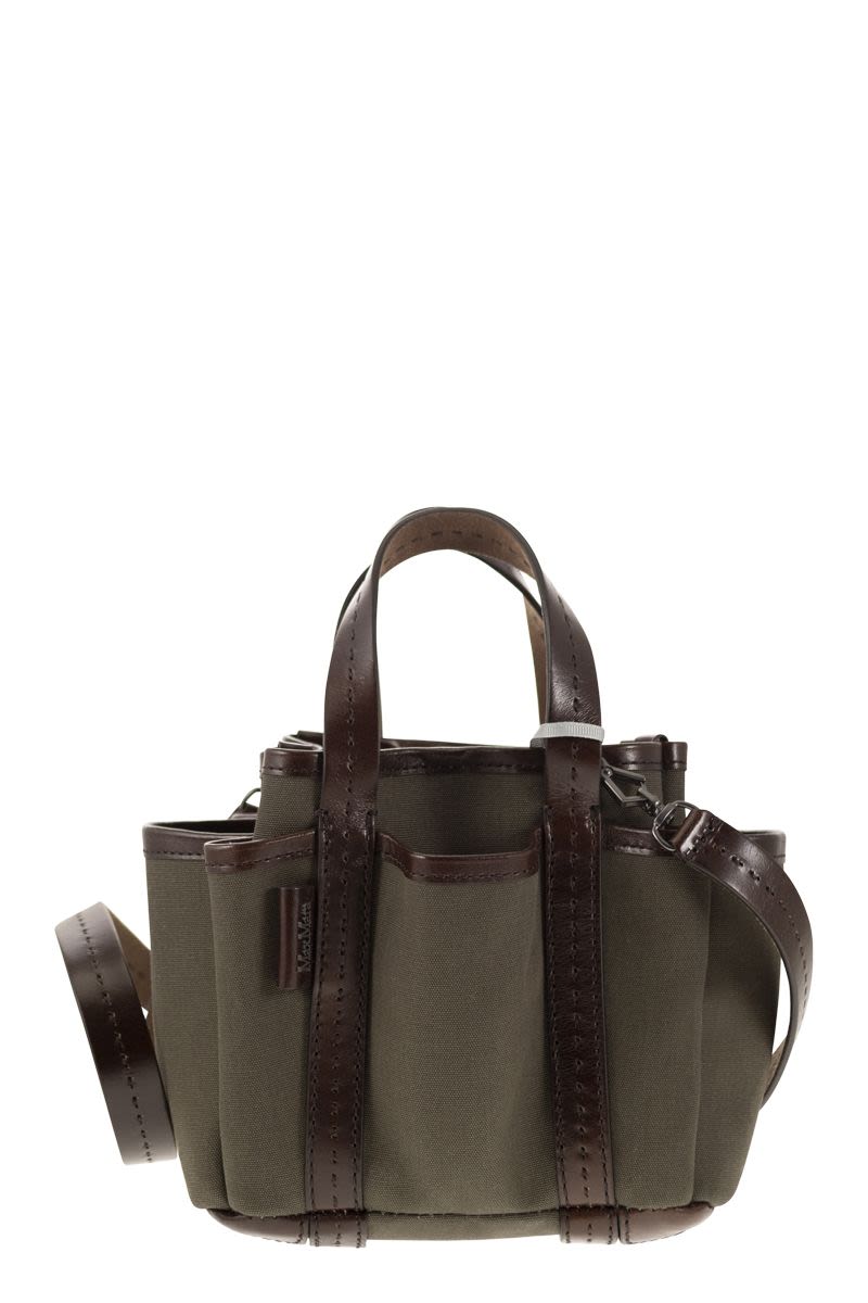 MAX MARA Gardenia Mini Canvas and Leather Tote Handbag