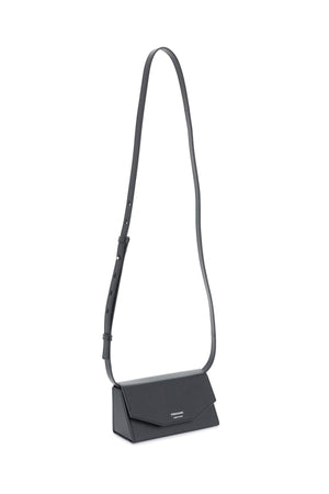 FERRAGAMO Men's Black Leather Crossbody Bag with Magnetic Closure and Adjustable Strap