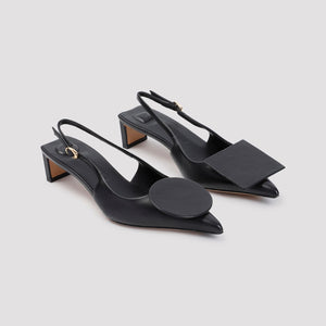 JACQUEMUS Elegant Duelo B Leather Slingback Pumps with 2 Inch Heel