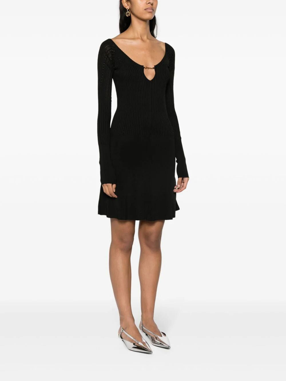 JACQUEMUS Chic Long Sleeve Scalloped Mini Dress for Women