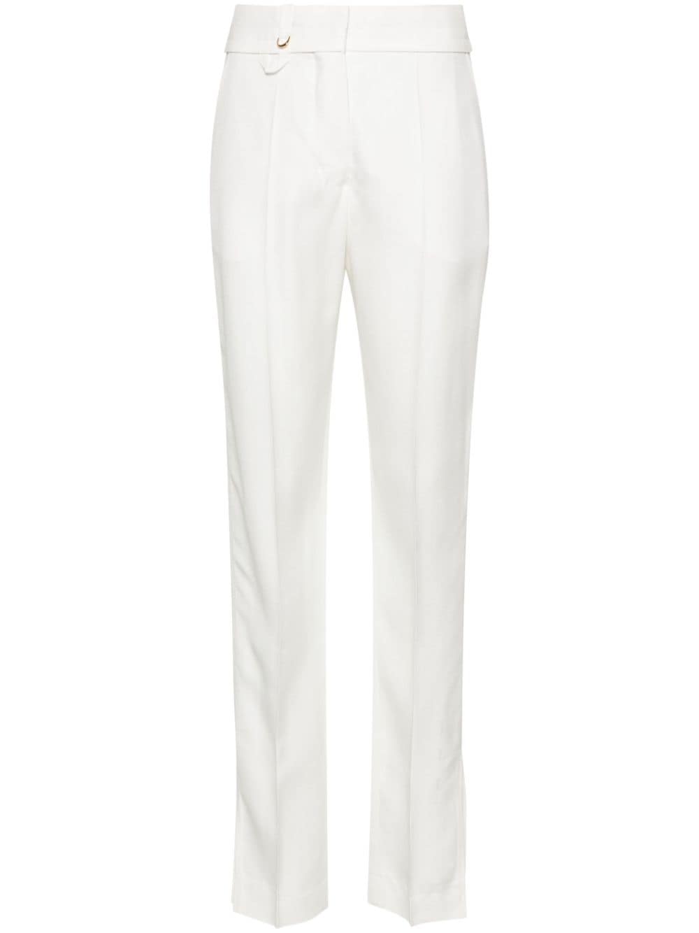 JACQUEMUS High-Waisted Straight Leg Pants with Split Cuffs