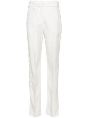 JACQUEMUS High-Waisted Straight Leg Pants with Split Cuffs