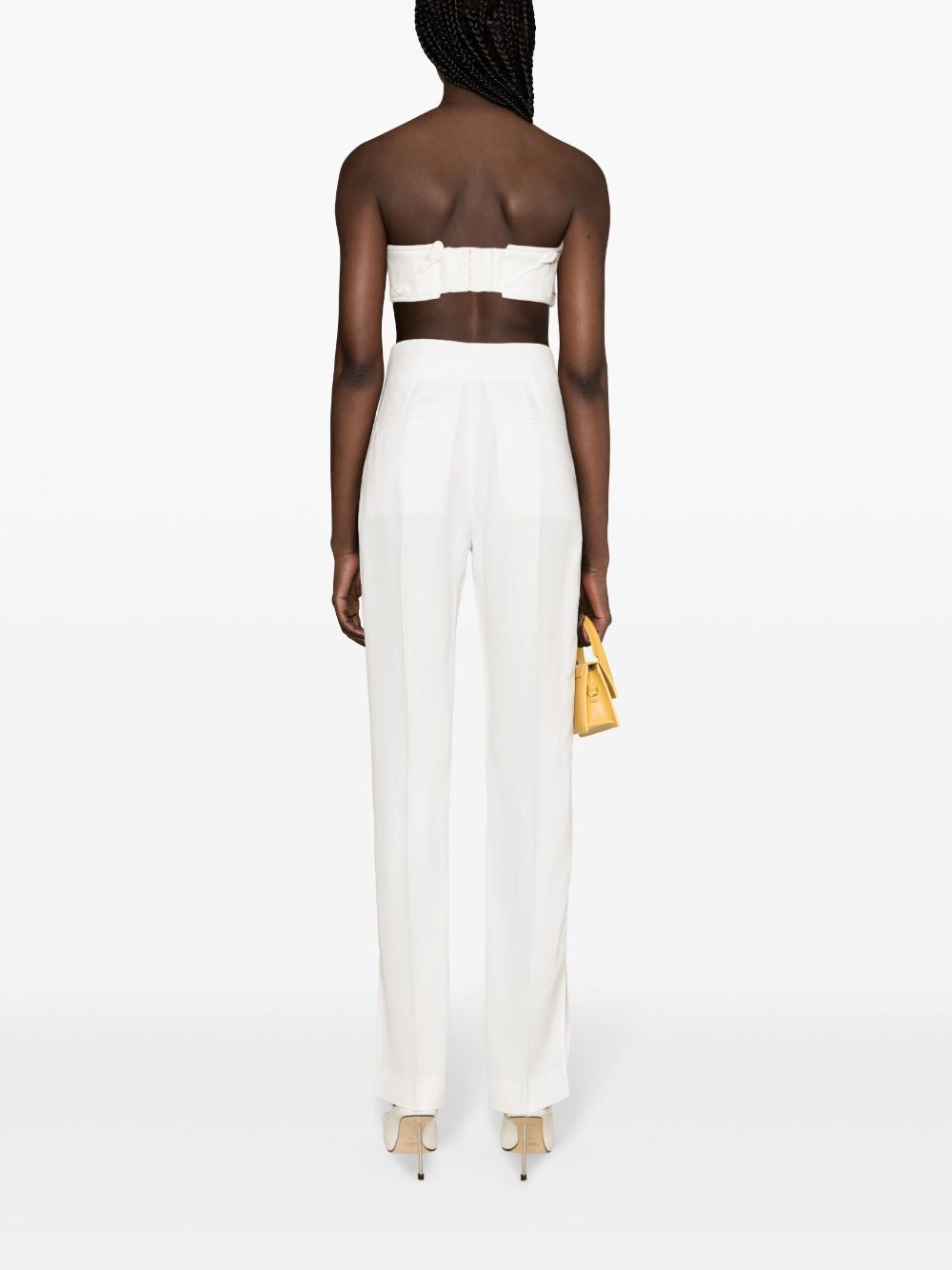 JACQUEMUS High-Waisted Straight Leg Pants with Split Cuffs