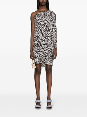 KARL LAGERFELD Asymmetric Neck Draped Mini Dress with Layered Design