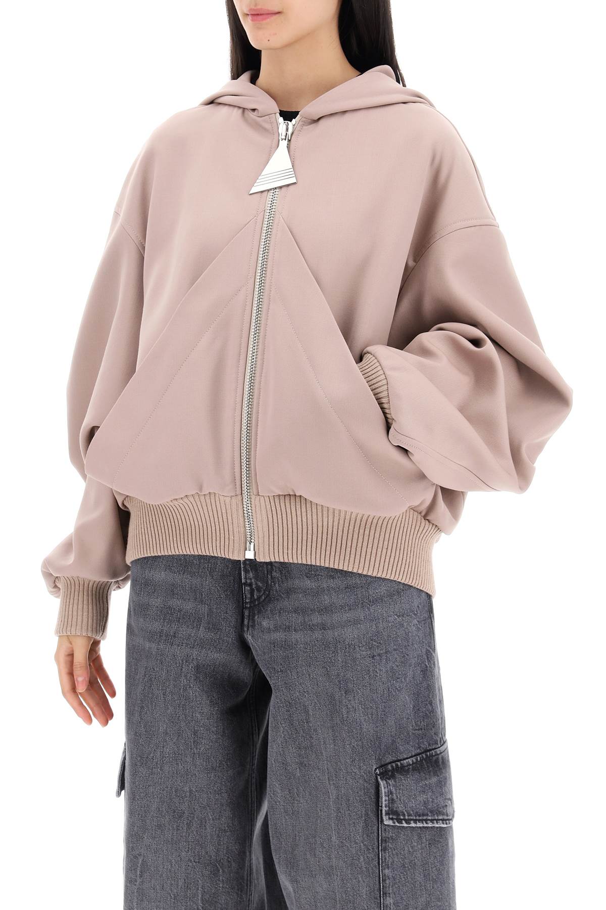 THE ATTICO Oversized Hooded Bomber Jacket in Beige - Spring/Summer 2024 Collection