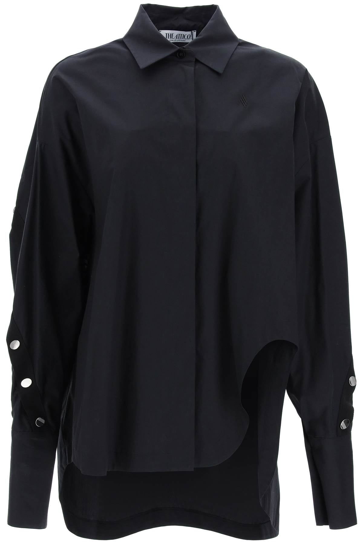 THE ATTICO Black Shirt with Monogram Snap Buttons for Women - Spring/Summer 2024 Collection