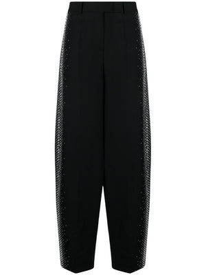 THE ATTICO Black Rhinestone Wide-Leg Wool Trousers