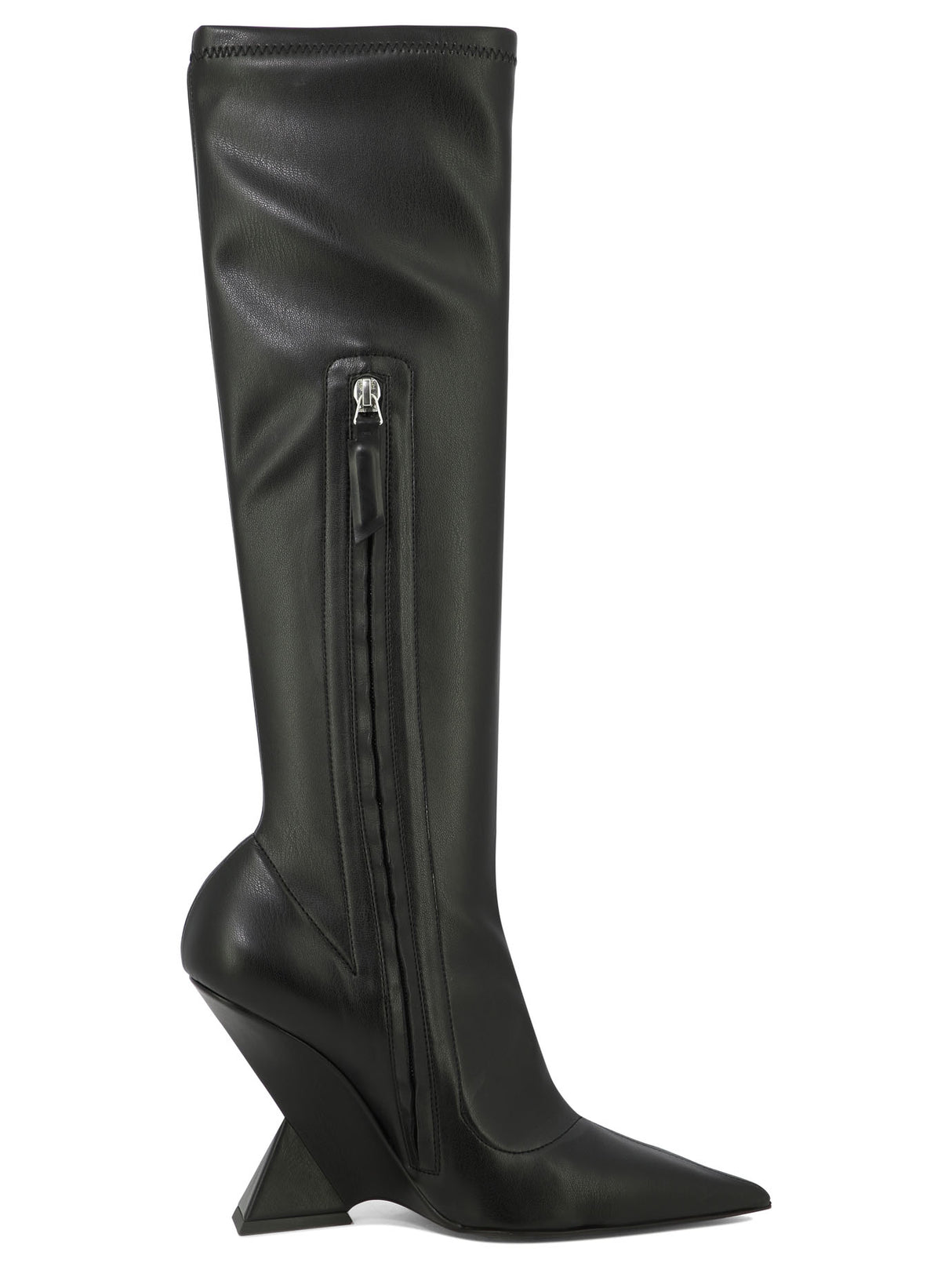 THE ATTICO Sleek and Sophisticated Black Leather Pull-On Boots