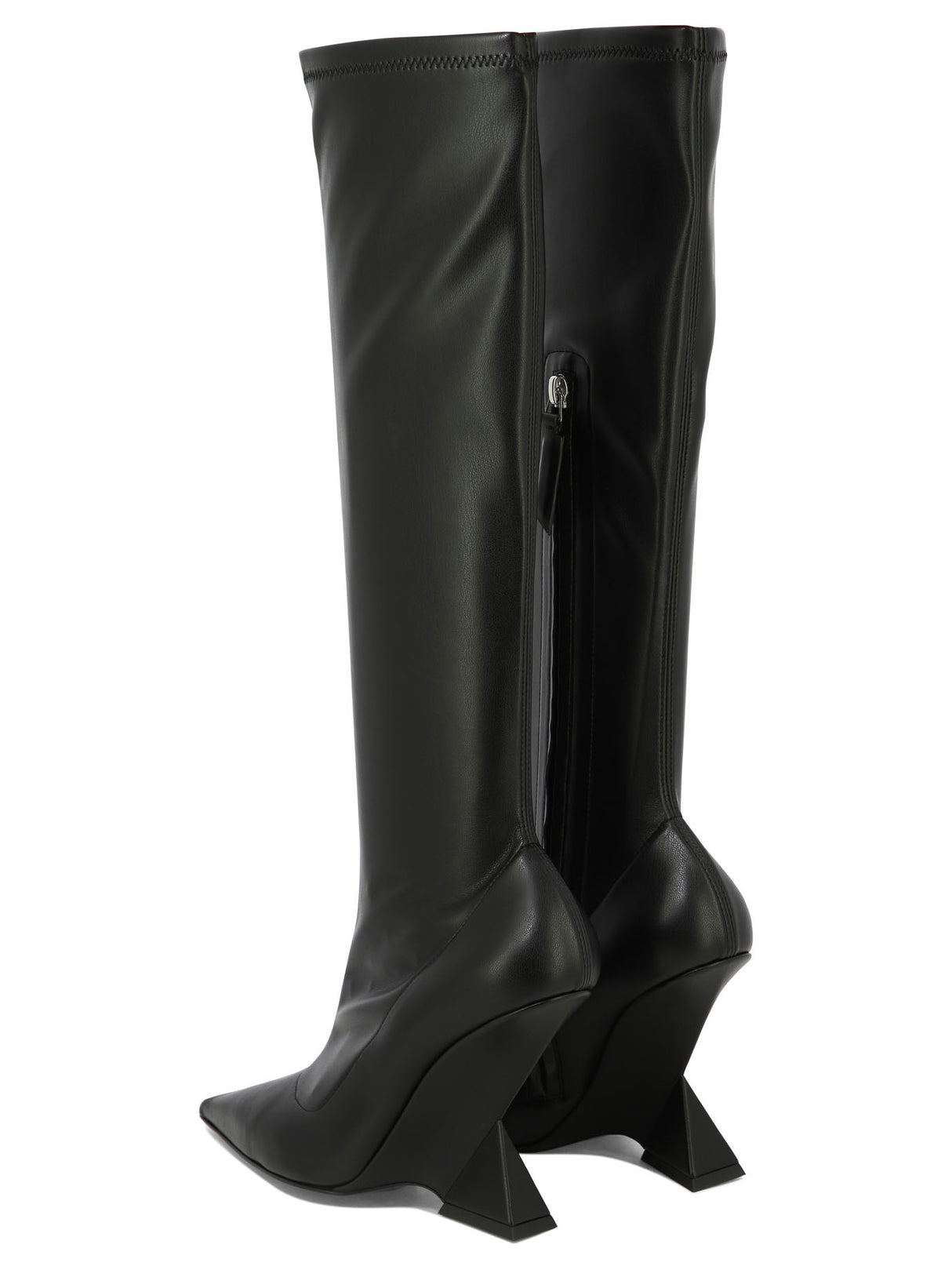 THE ATTICO Sleek and Sophisticated Black Leather Pull-On Boots