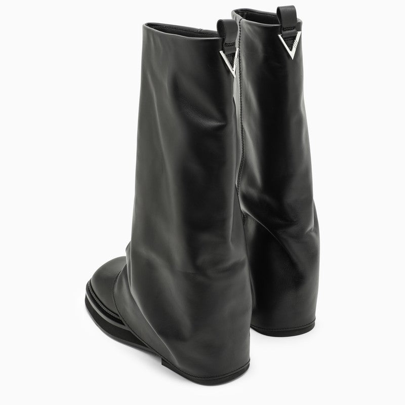 THE ATTICO Sleek Black Leather Combat Boots for Women