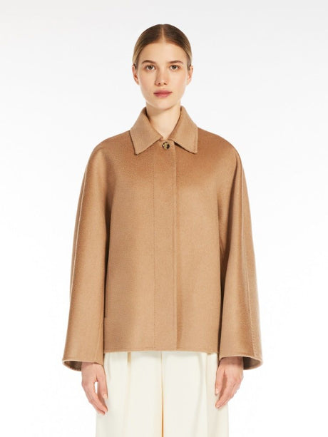 MAX MARA Luxurious Mini Cashmere Jacket in Camel