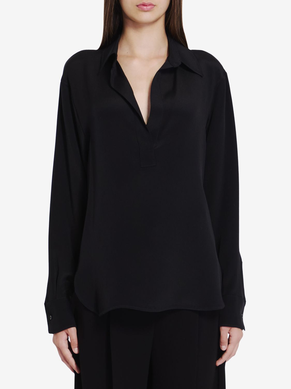 MAX MARA Elegant Black Silk Polo Shirt