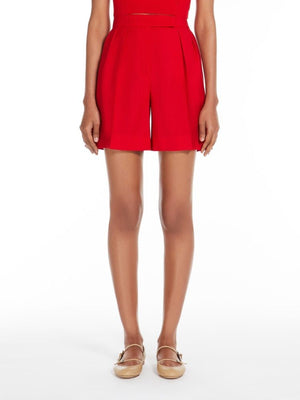 MAX MARA Chic Mini Wool Shorts in Vibrant Red