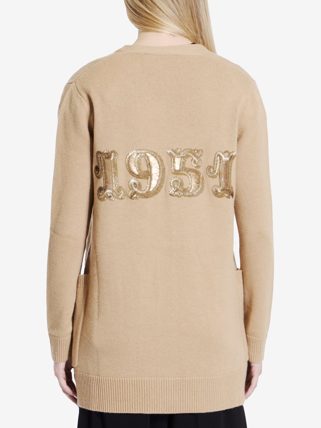 MAX MARA Camel Wool-Cashmere Sequined Cardigan