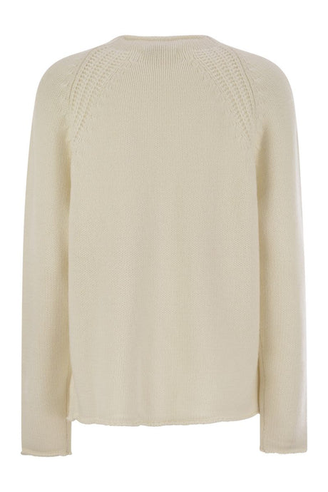 MAX MARA Cashmere Yarn Sweater with Central Braid Detail - Women’s Soft-Volume Design