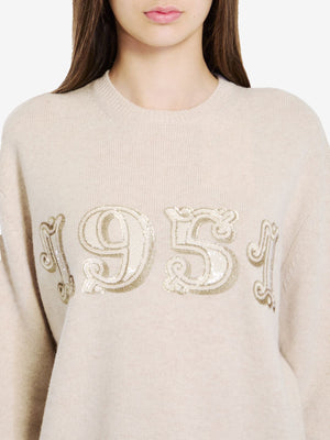 MAX MARA Elegant Beige Sequined Sweater