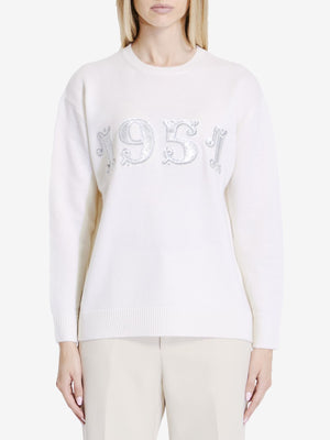 MAX MARA Elegant Beige Sequined Sweater