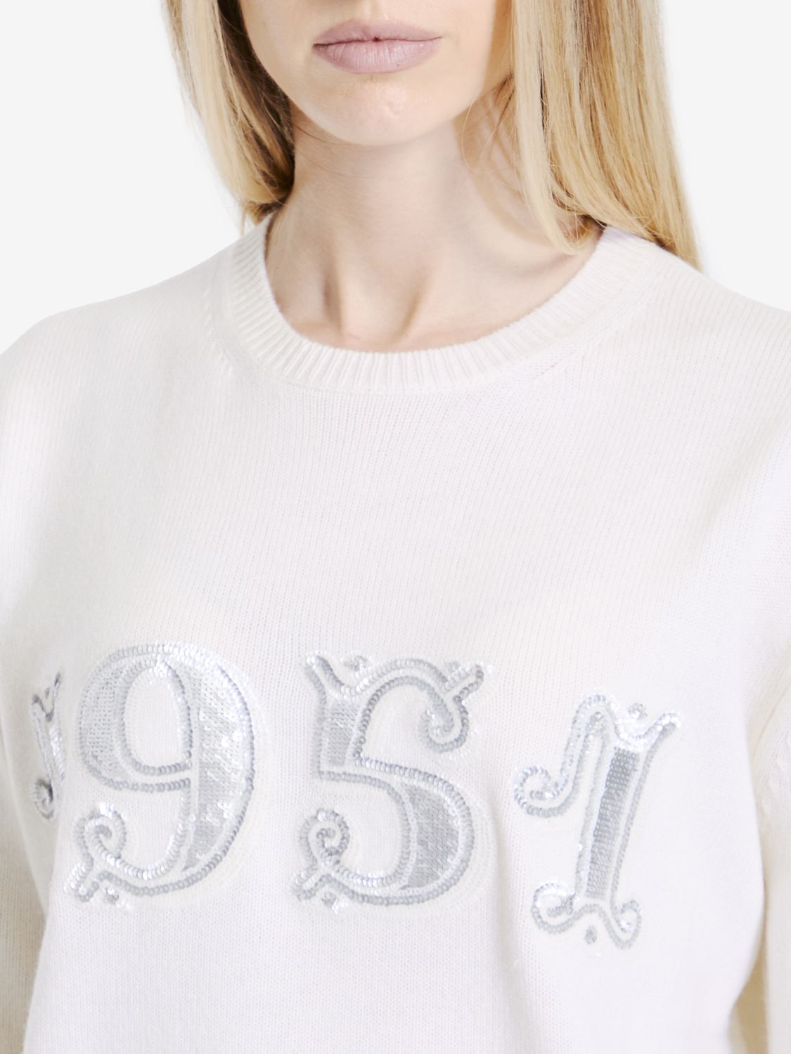 MAX MARA Elegant Beige Sequined Sweater