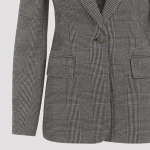 MAX MARA Elegant Checkered Wool Blend Jacket