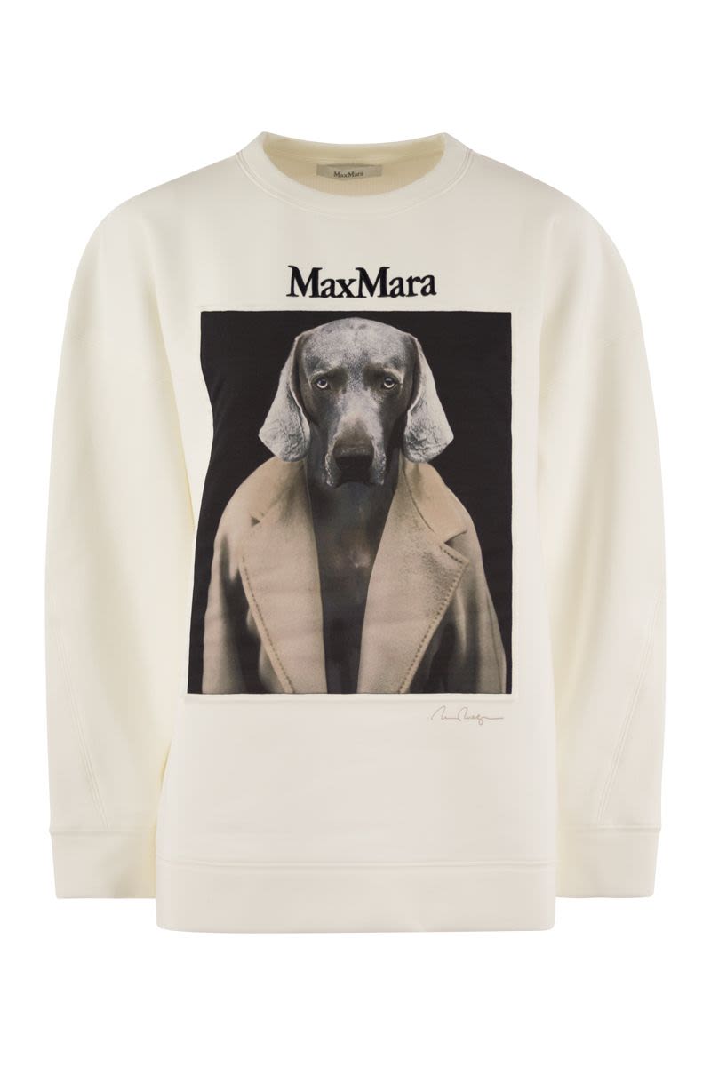 MAX MARA Tobacco Cotton Sweatshirt with Iconic Art Print